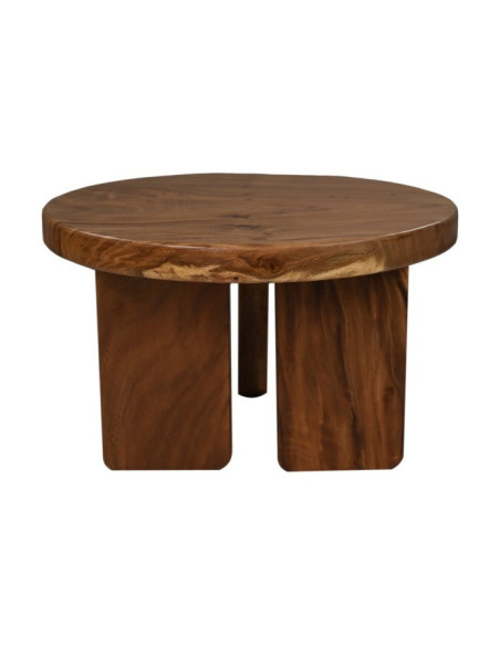 Table basse ronde en bois massif de munggur teinté