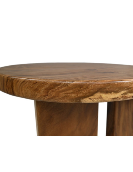 Table basse ronde en bois massif de munggur teinté