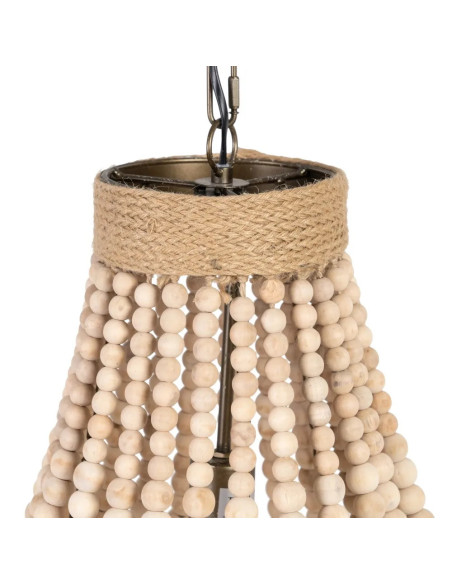 Lustre montgolfière en perles de bois naturelles