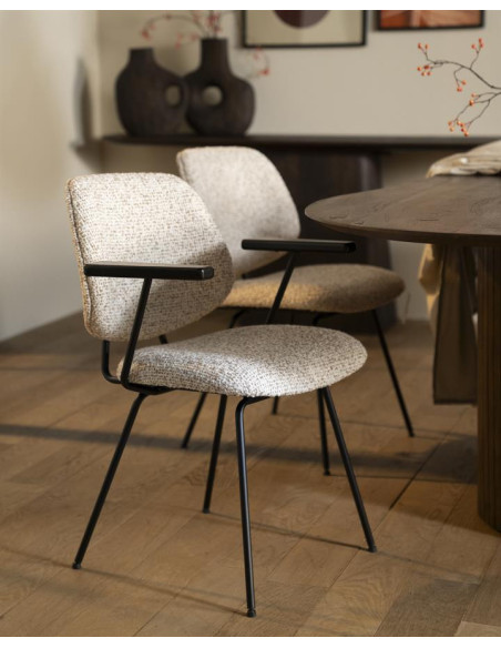 Fauteuil de repas en tissu et métal Jon