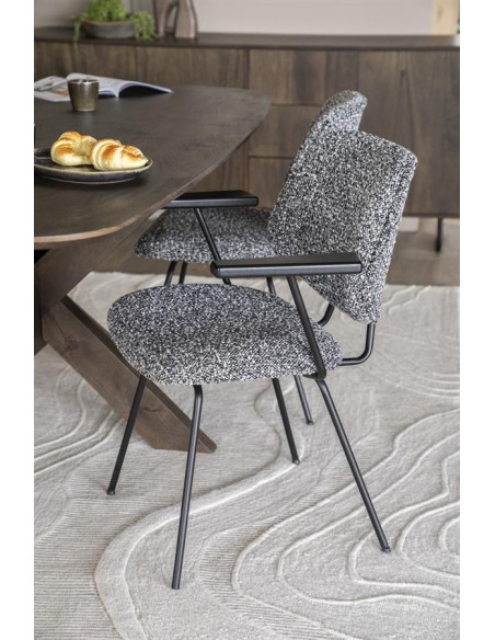 Fauteuil de repas en tissu et métal Jon
