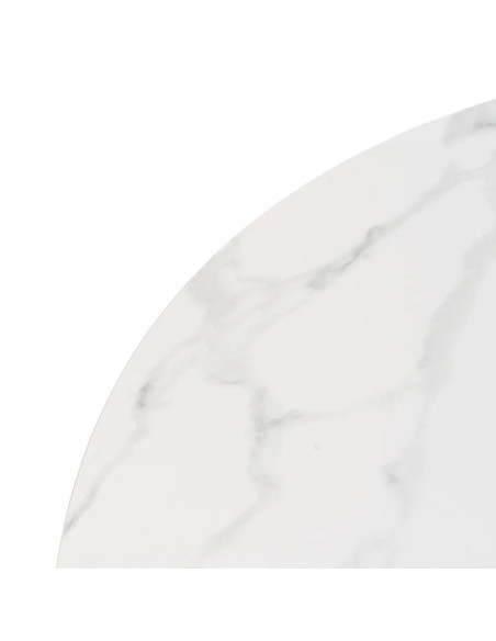 Table ronde avec plateau céramique effet marbre