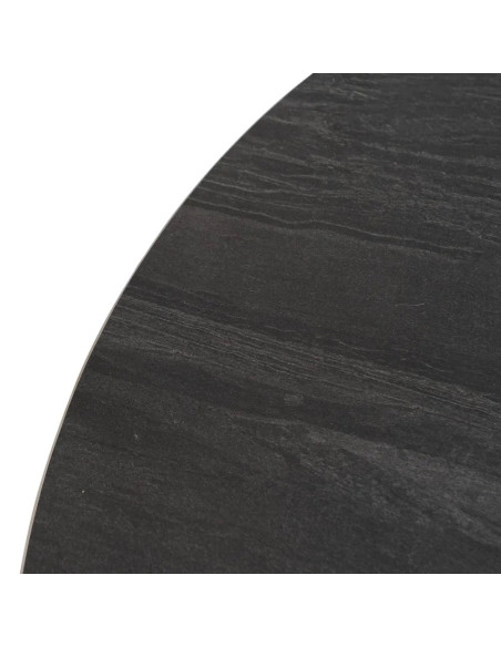 Table ronde avec plateau céramique effet marbre