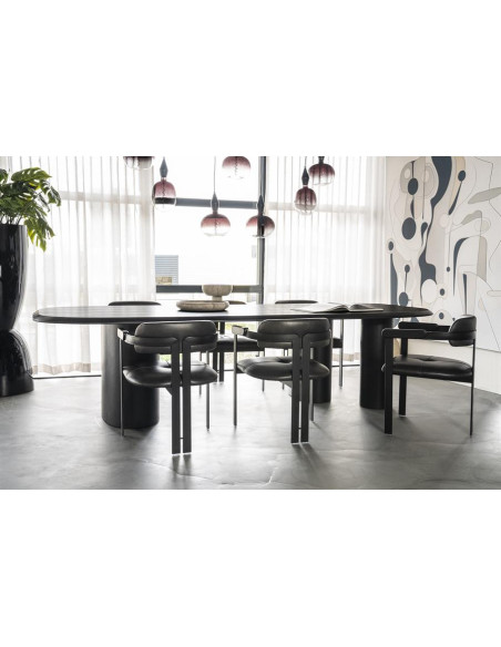 Fauteuil design en cuir et métal Morris