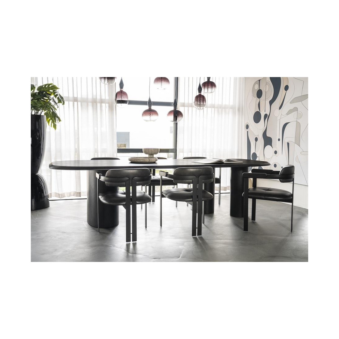 Fauteuil moderne Noir Cuir véritable et bois de manguier massif SEF33559