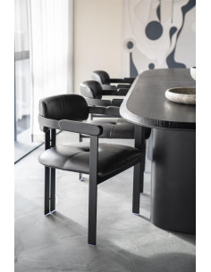 Fauteuil design en cuir et...