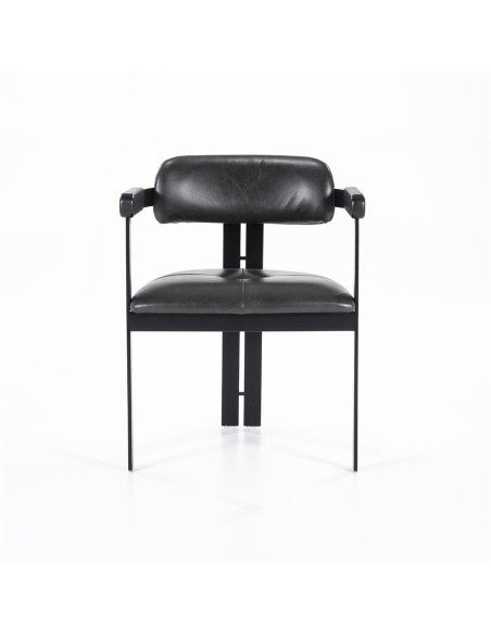 Fauteuil design en cuir et métal Morris