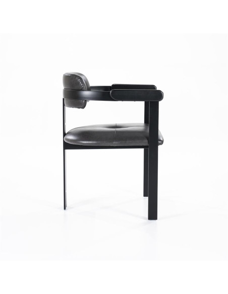 Fauteuil design en cuir et métal Morris