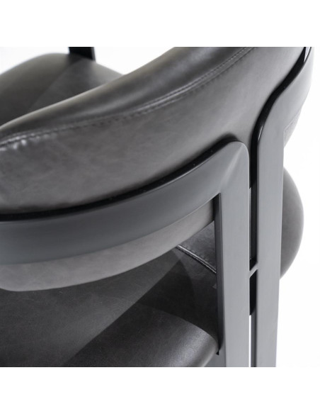 Fauteuil design en cuir et métal Morris