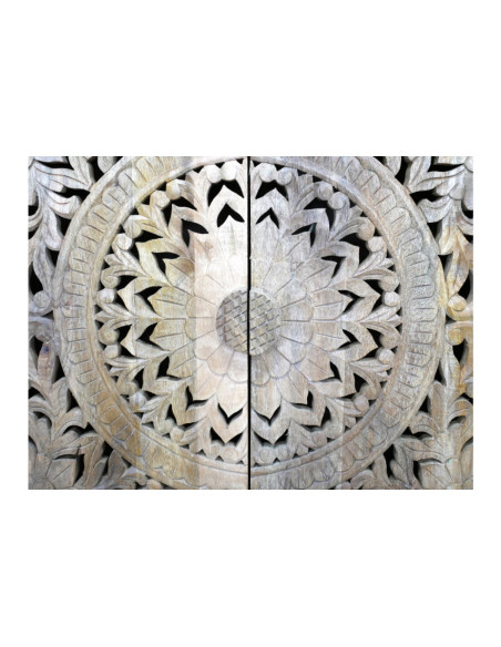 Buffet bois massif sculpté avec piètement métallique