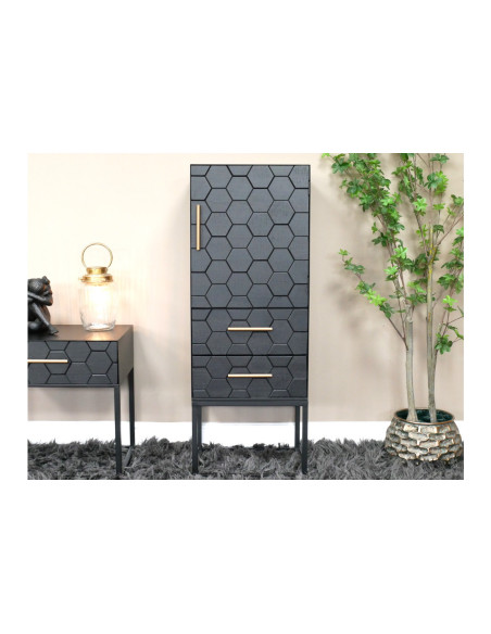 Petit meuble d'appoint avec tiroirs et façades nid d'abeille
