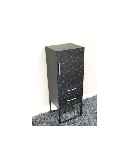 Petit meuble d'appoint avec tiroirs et façades nid d'abeille