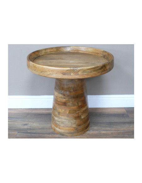Table basse pied central en bois de manguier