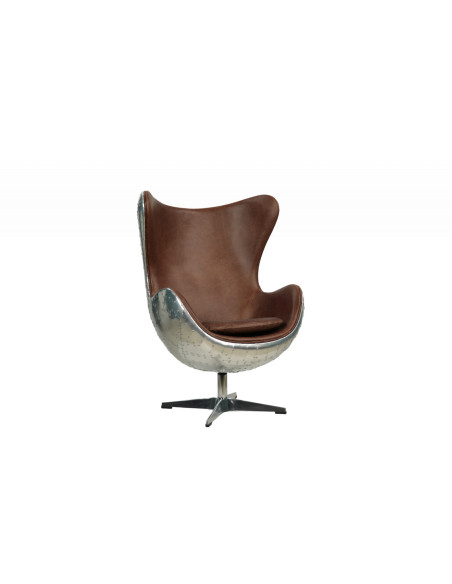 Fauteuil style aviateur en alu et cuir Jacobs