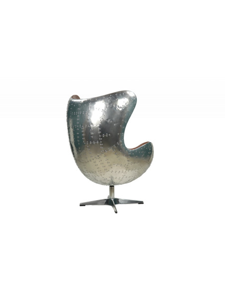 Fauteuil style aviateur en alu et cuir Jacobs