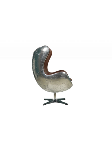 Fauteuil style aviateur en alu et cuir Jacobs