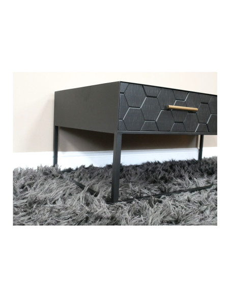 Table basse noire avec tiroirs nid d'abeille