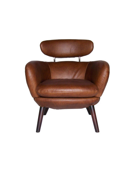 Fauteuil design en cuir et toile de jute