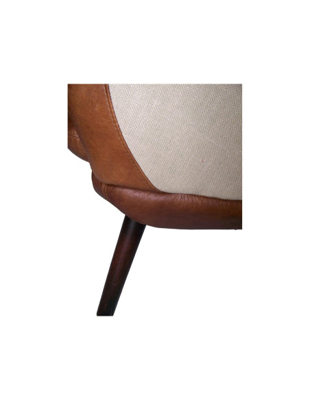 Fauteuil design en cuir et toile de jute