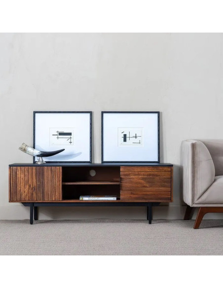 Meuble TV en manguier et métal Abner