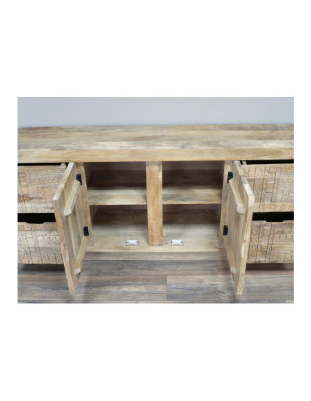 Grand buffet moderne en bois clair sculpté