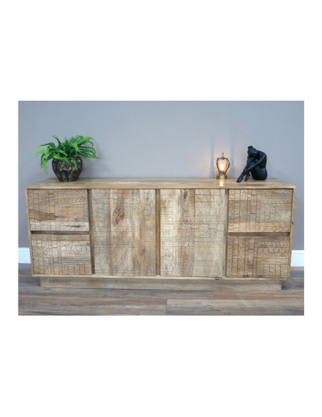 Grand buffet moderne en bois clair sculpté