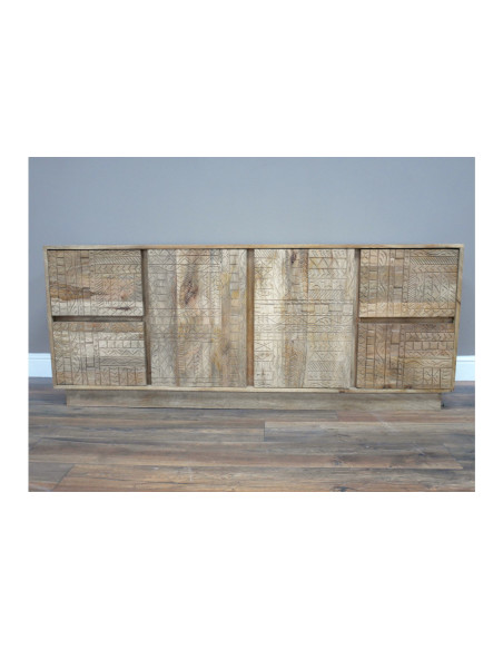 Grand buffet moderne en bois clair sculpté