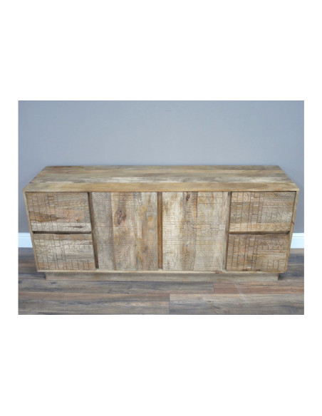 Grand buffet moderne en bois clair sculpté