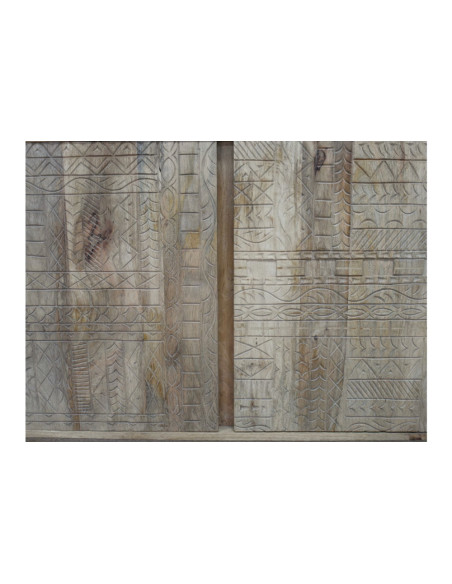 Grand buffet moderne en bois clair sculpté