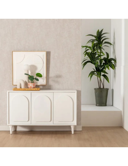 Bahut 3 portes en bois blanc Beret