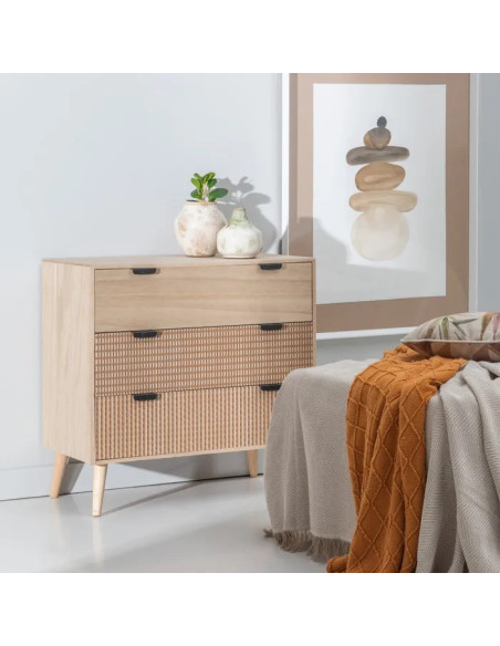 Commode en bois 3 tiroirs Coffee