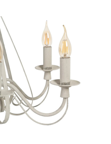 Lustre 6 bras en métal taupe effet vintage