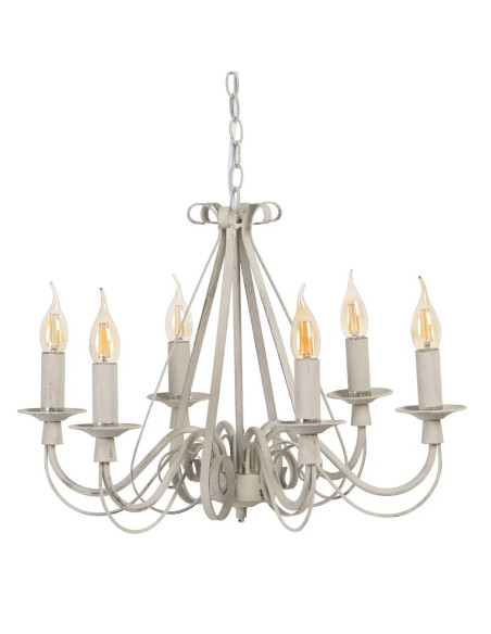Lustre 6 bras en métal taupe effet vintage