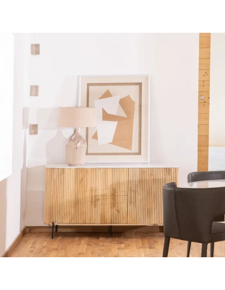 Bahut en manguier strié et marbre