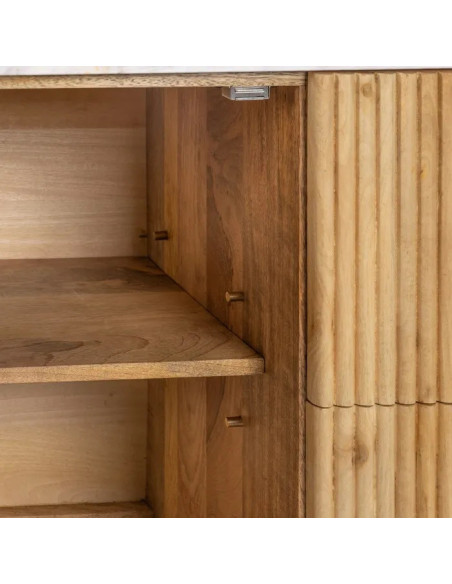 Bahut en manguier strié et marbre