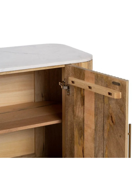 Bahut en manguier strié et marbre