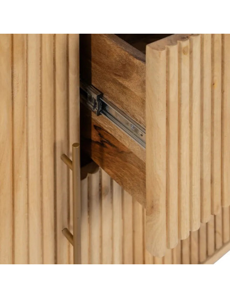 Bahut en manguier strié et marbre