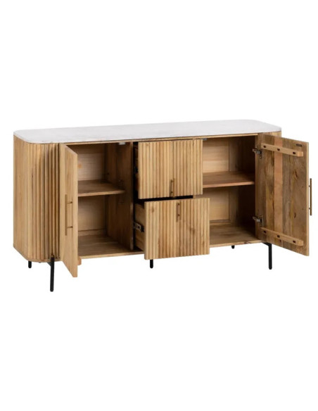 Bahut en manguier strié et marbre