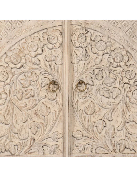 Buffet beige 4 portes en manguier sculpté