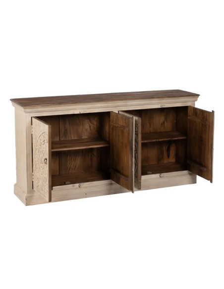 Buffet beige 4 portes en manguier sculpté