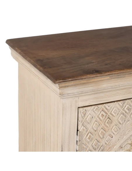 Buffet beige 4 portes en manguier sculpté