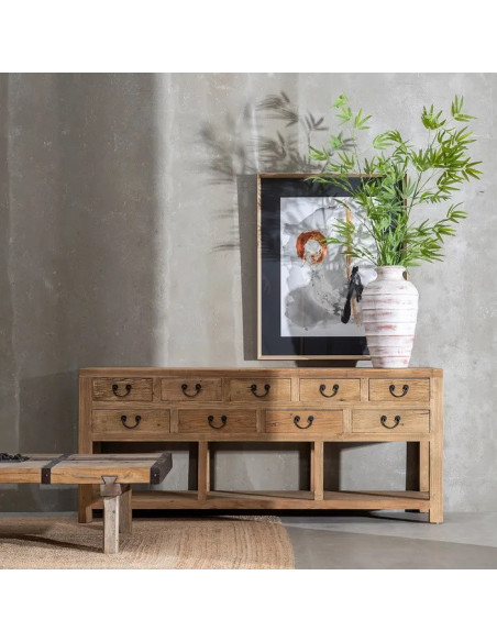 Grande console en bois d'orme recyclé 190 cm