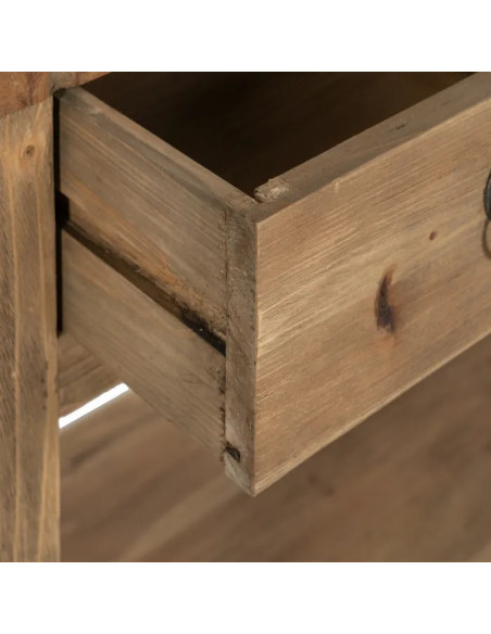 Console en bois recyclé 3 tiroirs et 1 étagère