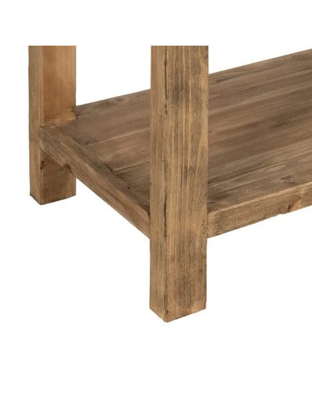 Console en bois recyclé 3 tiroirs et 1 étagère