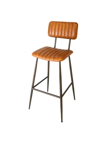 Tabouret de bar écolier en cuir de chèvre pleine fleur