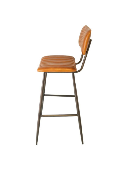 Tabouret de bar écolier en cuir de chèvre pleine fleur