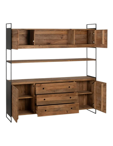 Bibliothèque étagère en bois recyclé et métal