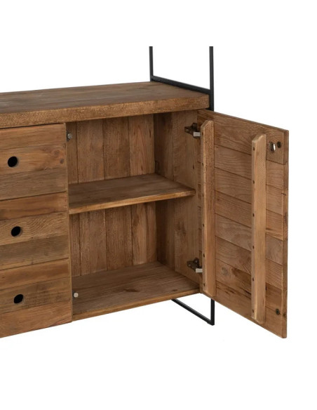 Bibliothèque étagère en bois recyclé et métal