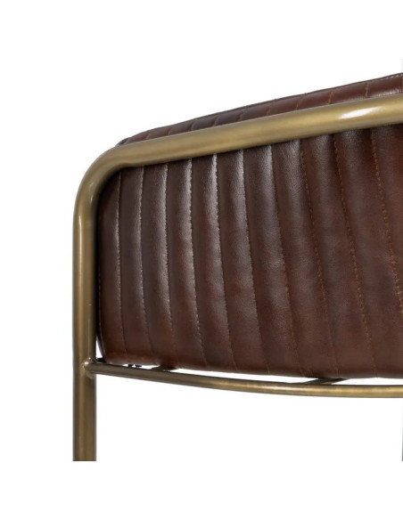 Tabouret de bar en cuir marron et métal