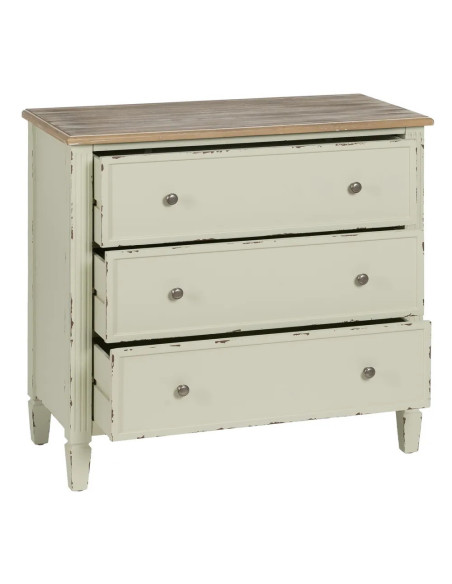 Commode 3 tiroirs couleur crème classique chic